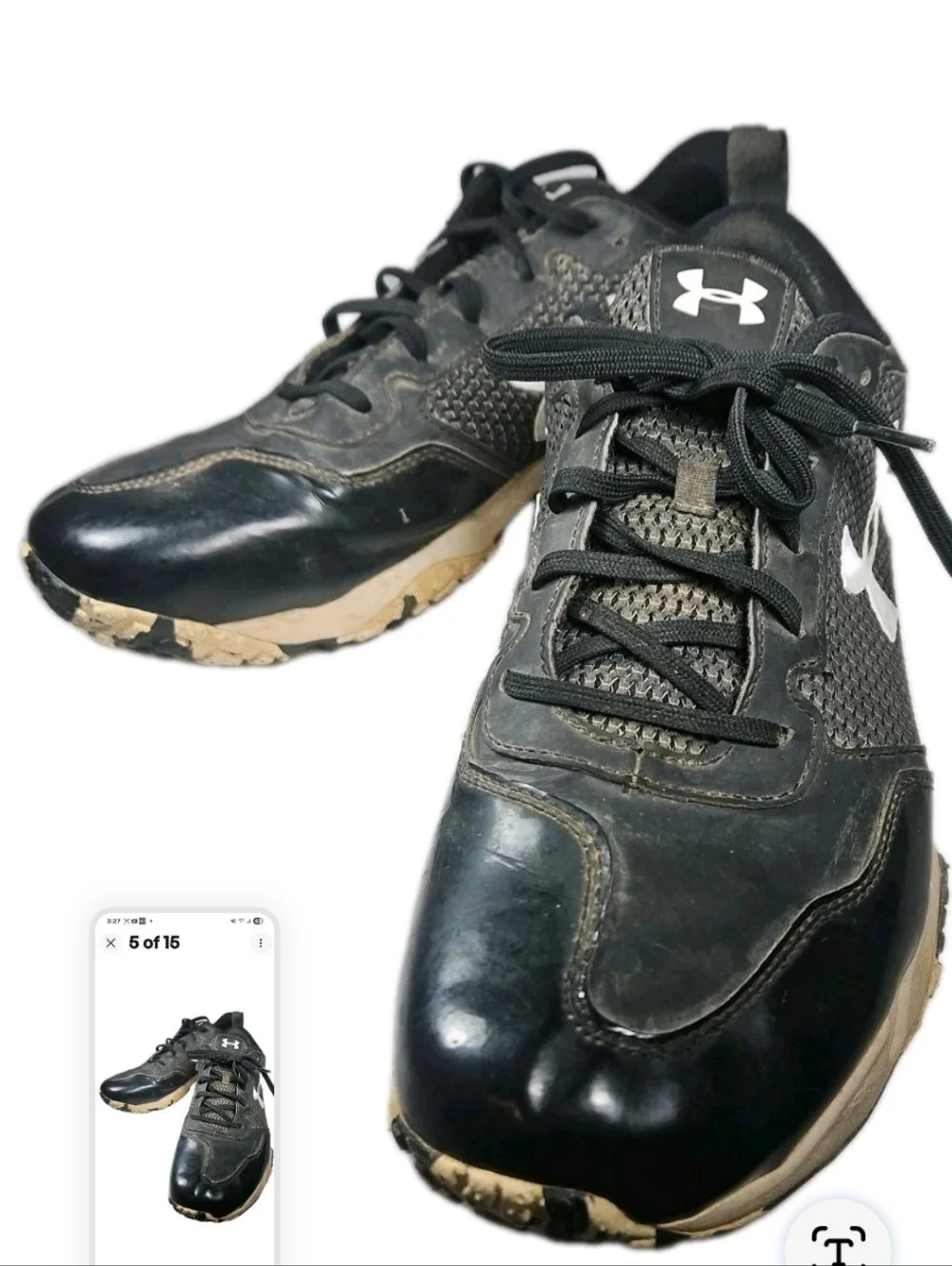 Under Armour Men Sz13 Black/White Rubber Turf Trainer Athletic Traction Y2K[6E